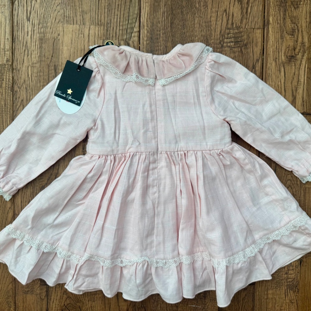 NWT Piccola Speranza Baby Doll Dress Soft Pink Girls Size 9 Months H - Picture 4 of 9